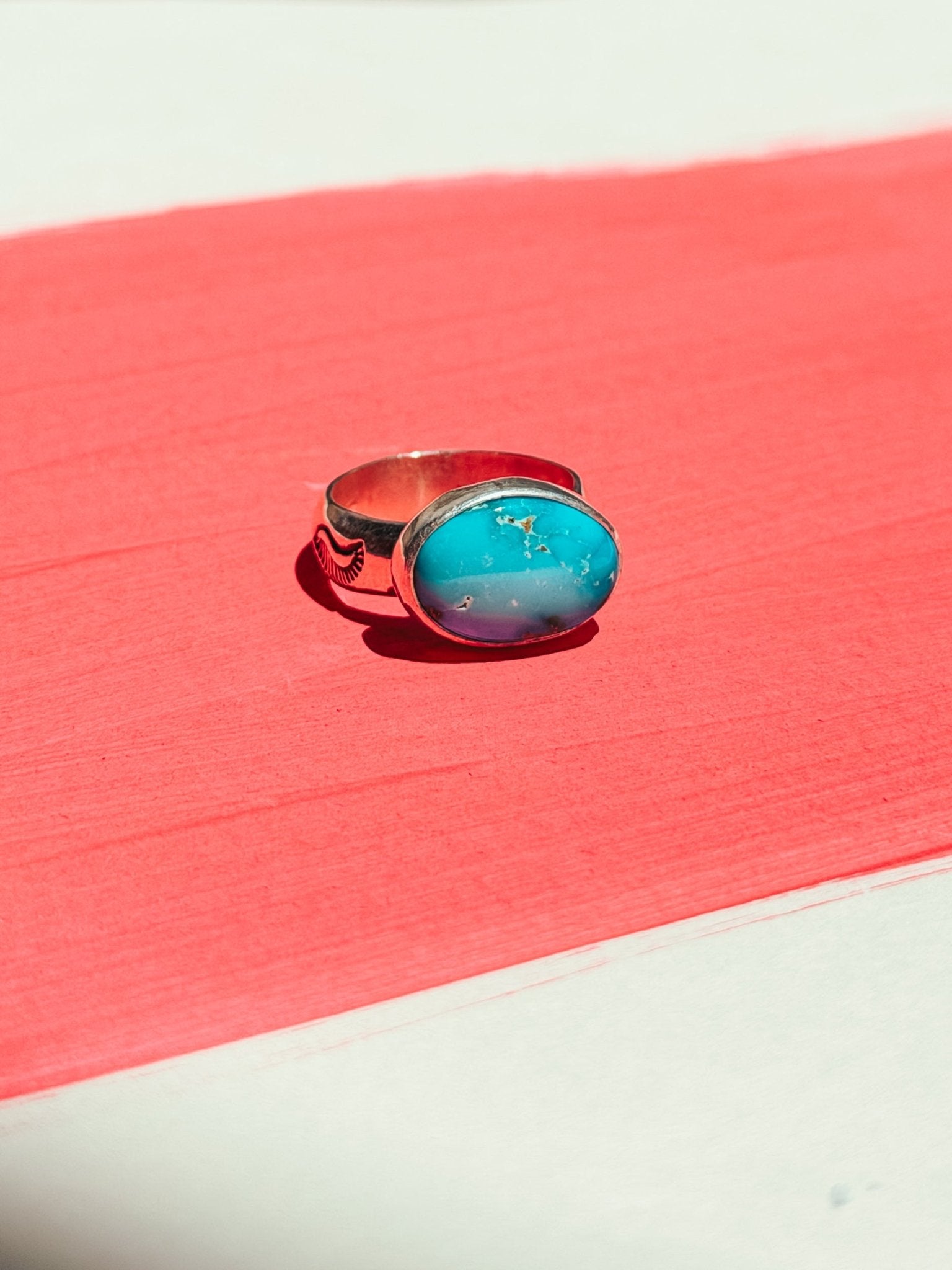 Horizontal Ring in Sonoran Mtn (Size 8.5) - Golden Road Crafted