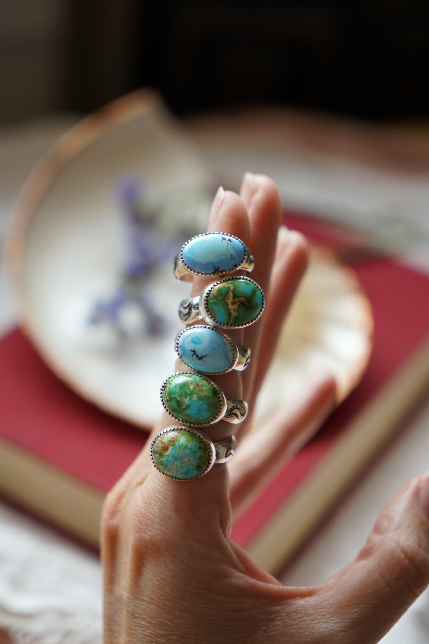 Horizontal Ring in Sonoran Mtn Turquoise (Size 7.5) - Golden Road Crafted