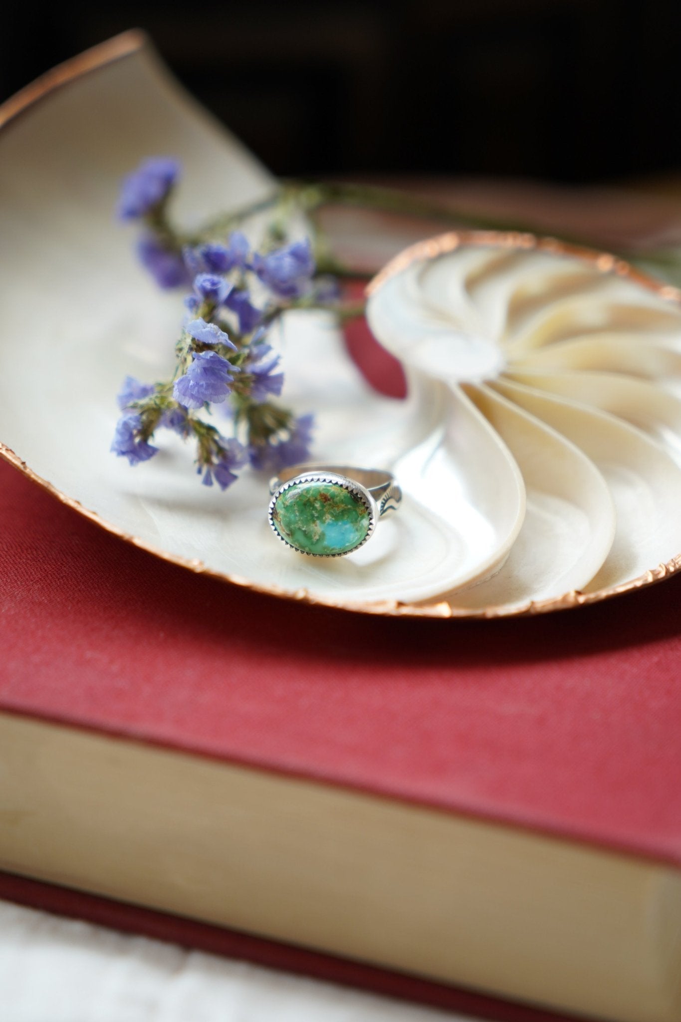 Horizontal Ring in Sonoran Mtn Turquoise (Size 9) - Golden Road Crafted