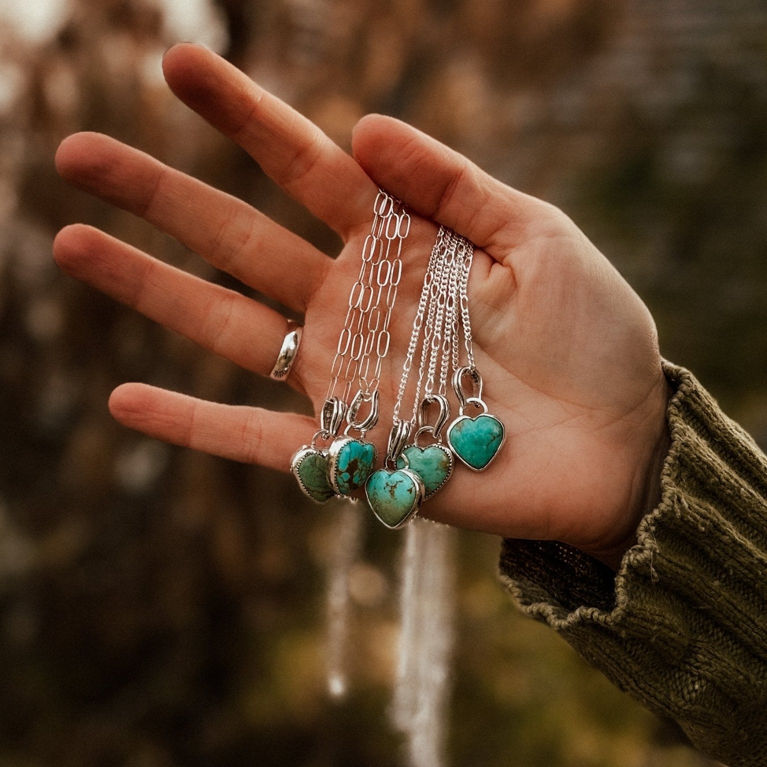 Hubei Turquoise Heart Necklace - Golden Road Crafted