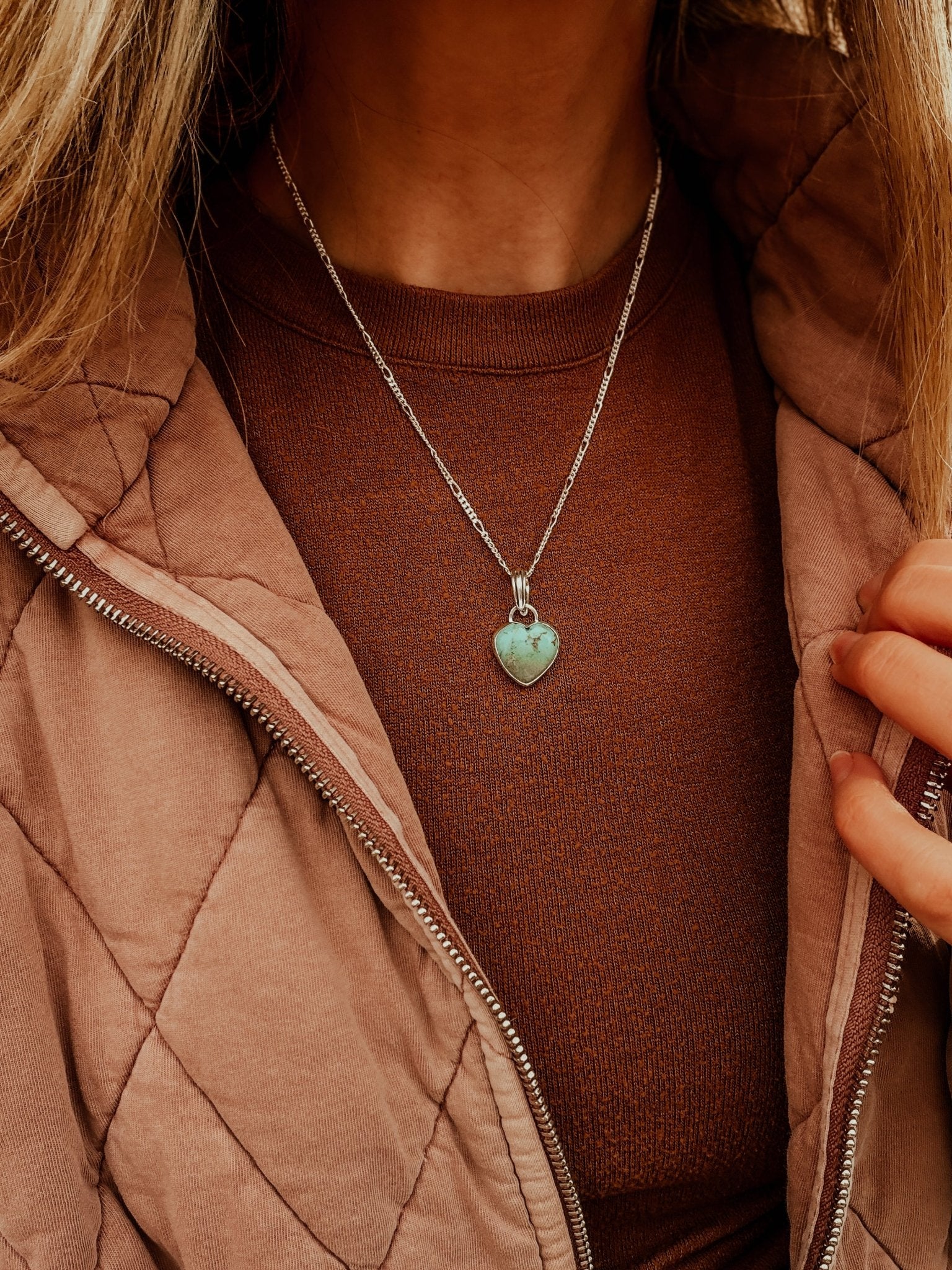 Hubei Turquoise Heart Necklace - Golden Road Crafted