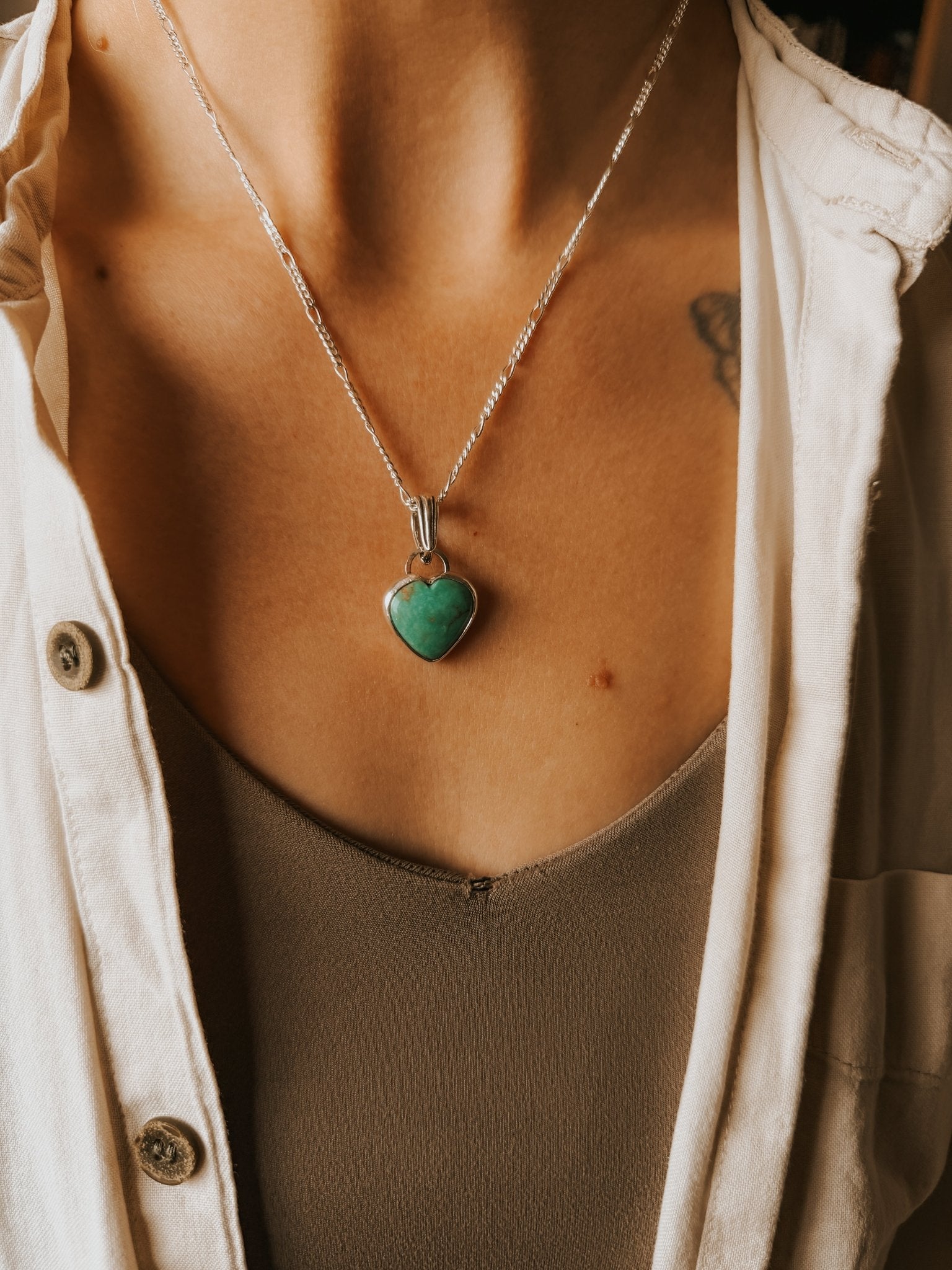 Hubei Turquoise Heart Necklace - Golden Road Crafted