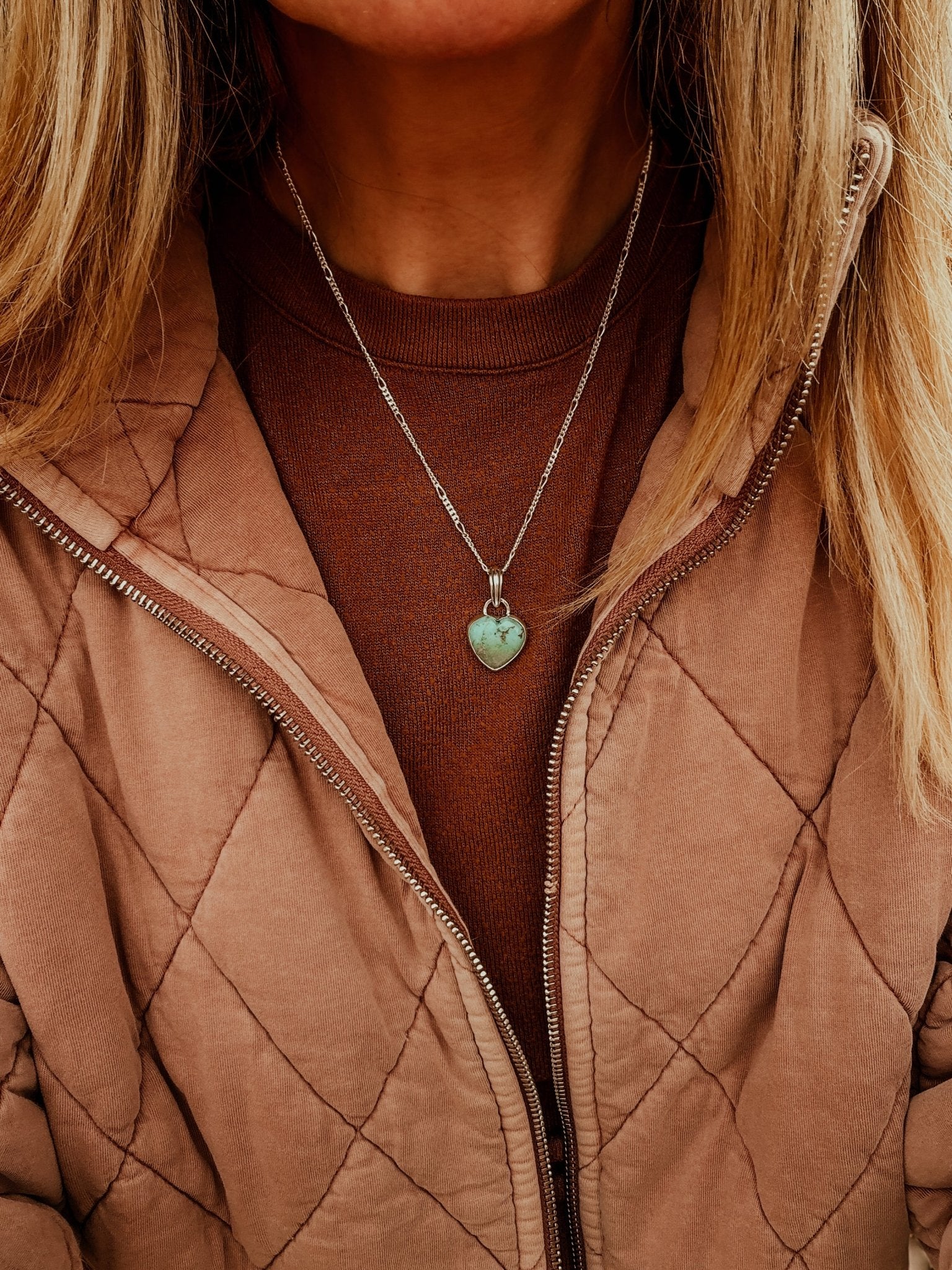 Hubei Turquoise Heart Necklace - Golden Road Crafted