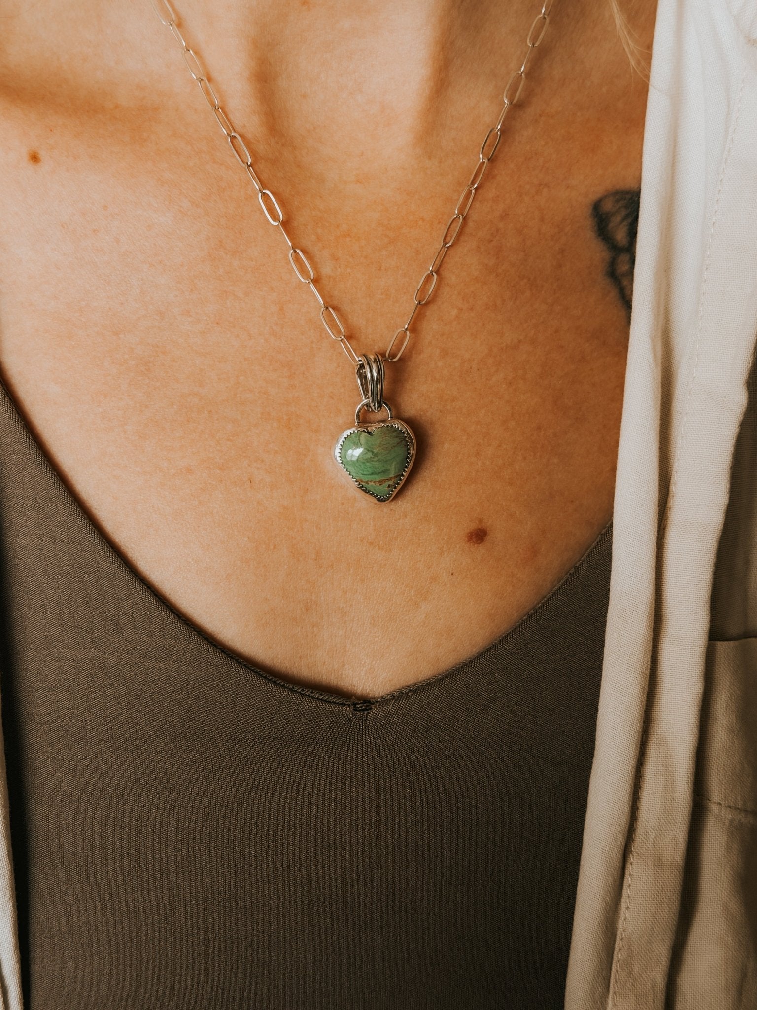 Hubei Turquoise Heart Necklace - Golden Road Crafted