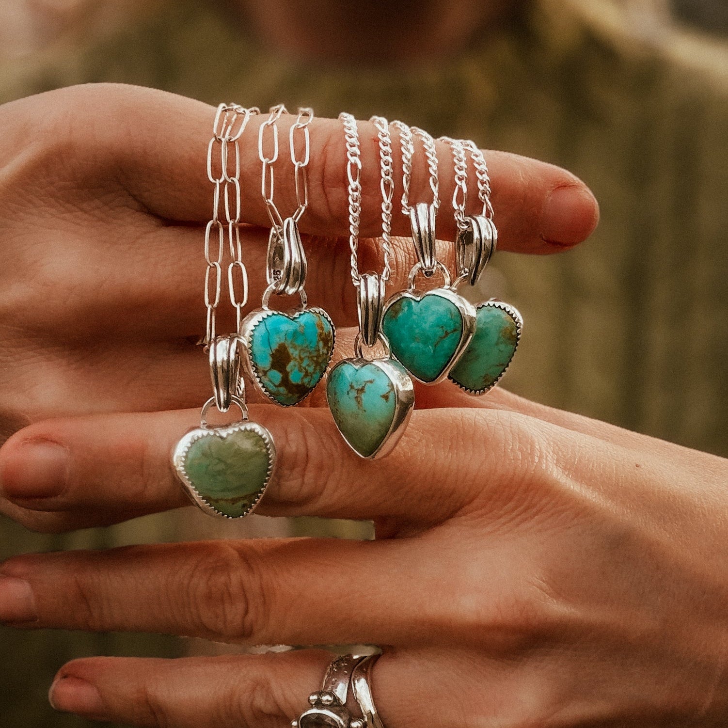 Hubei Turquoise Heart Necklace - Golden Road Crafted