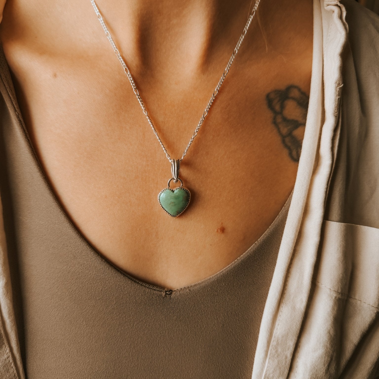 Hubei Turquoise Heart Necklace - Golden Road Crafted