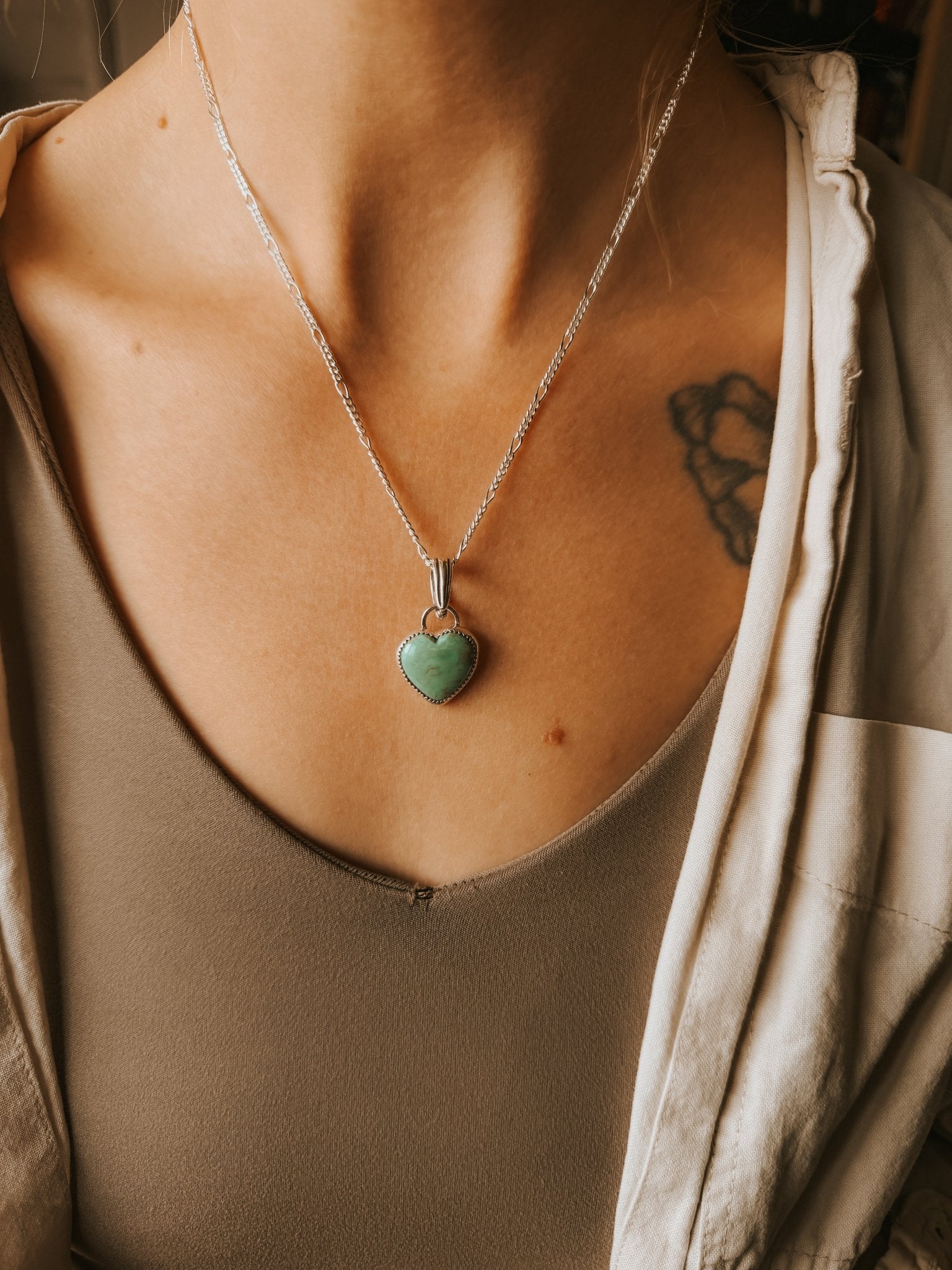 Hubei Turquoise Heart Necklace - Golden Road Crafted