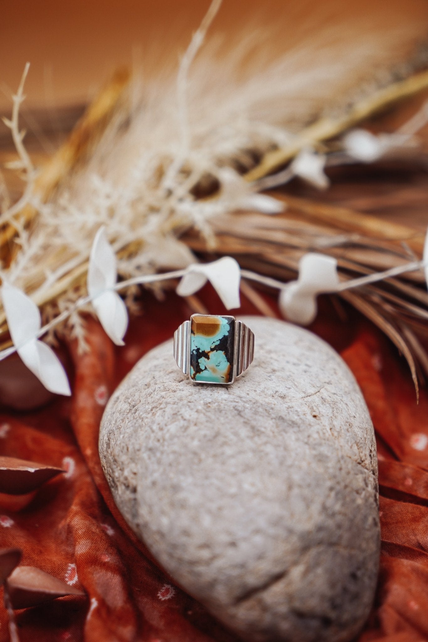 Hubei Turquoise Ring (Size 6) - Golden Road Crafted