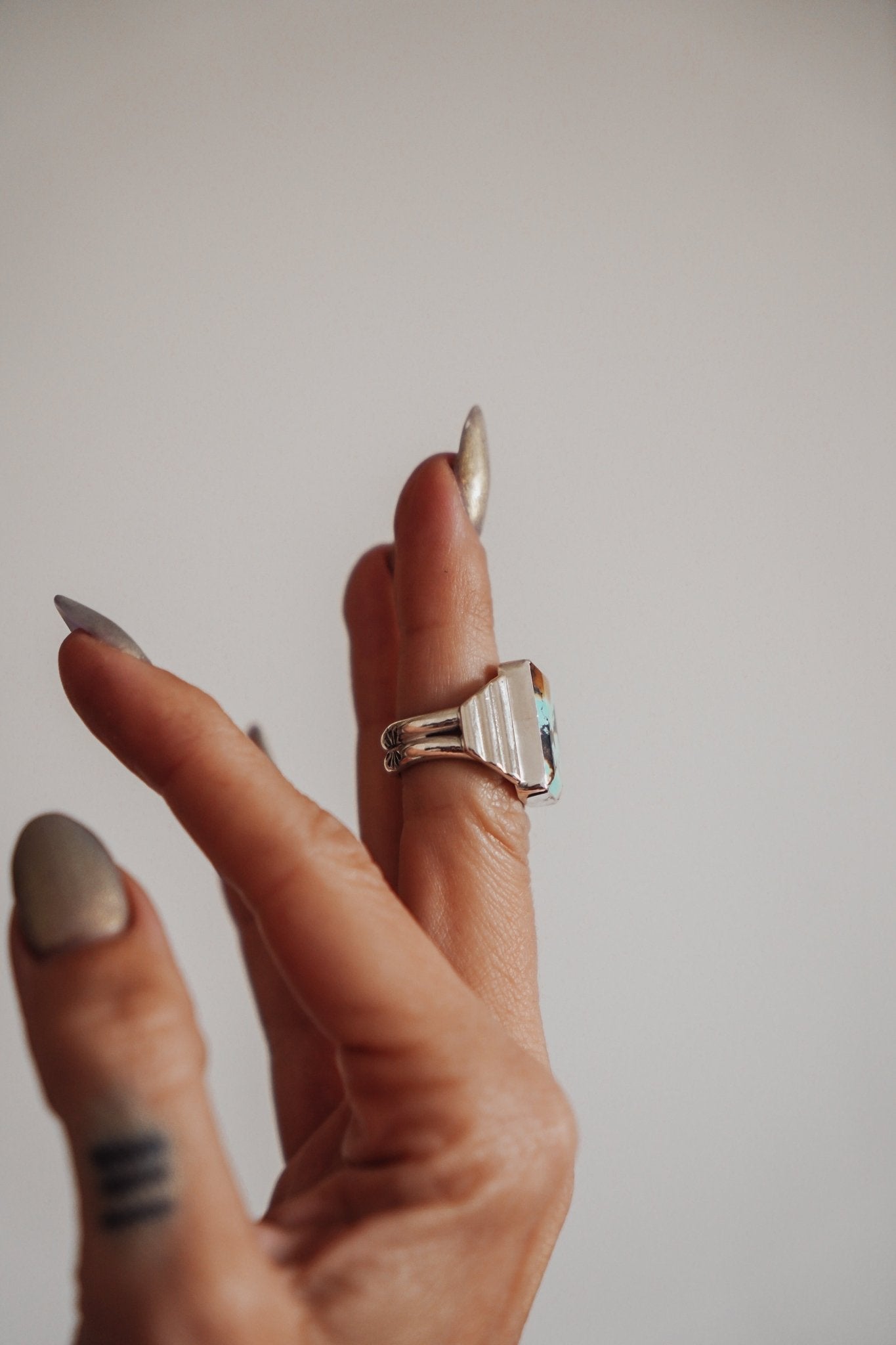 Hubei Turquoise Ring (Size 6) - Golden Road Crafted