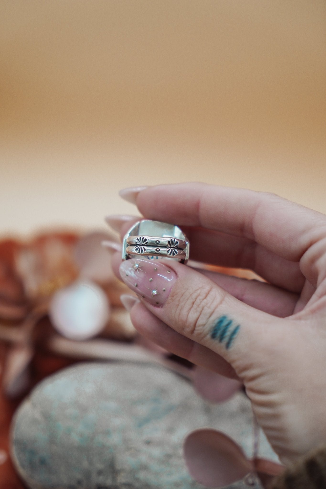 Hubei Turquoise Ring (Size 6 - 6.25) - Golden Road Crafted