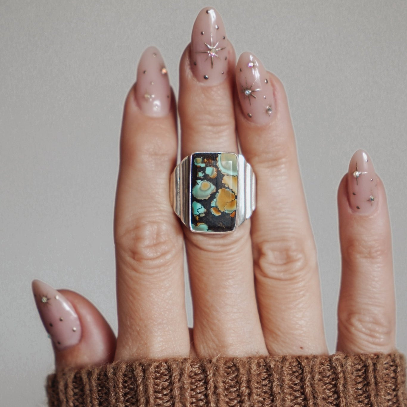 Hubei Turquoise Ring (Size 6 - 6.25) - Golden Road Crafted
