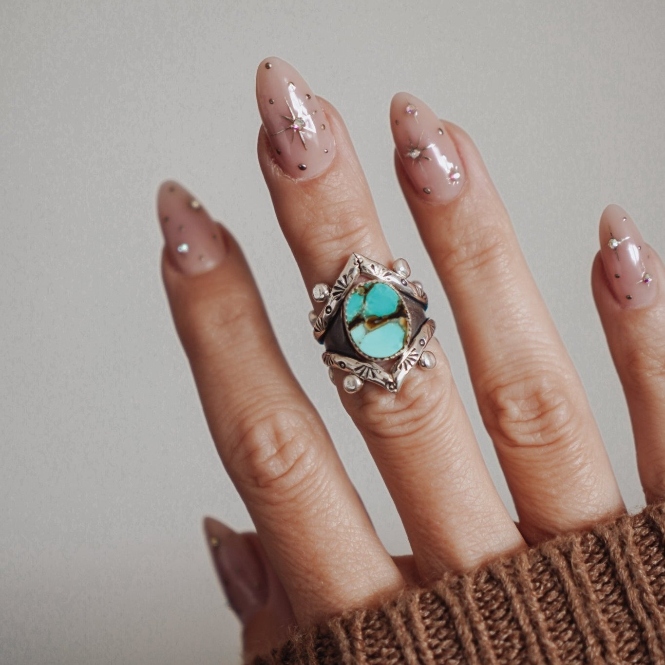 Hubei Turquoise Ring (Size 6 - 6.25) - Golden Road Crafted