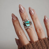 Hubei Turquoise Ring (Size 6 - 6.25) - Golden Road Crafted