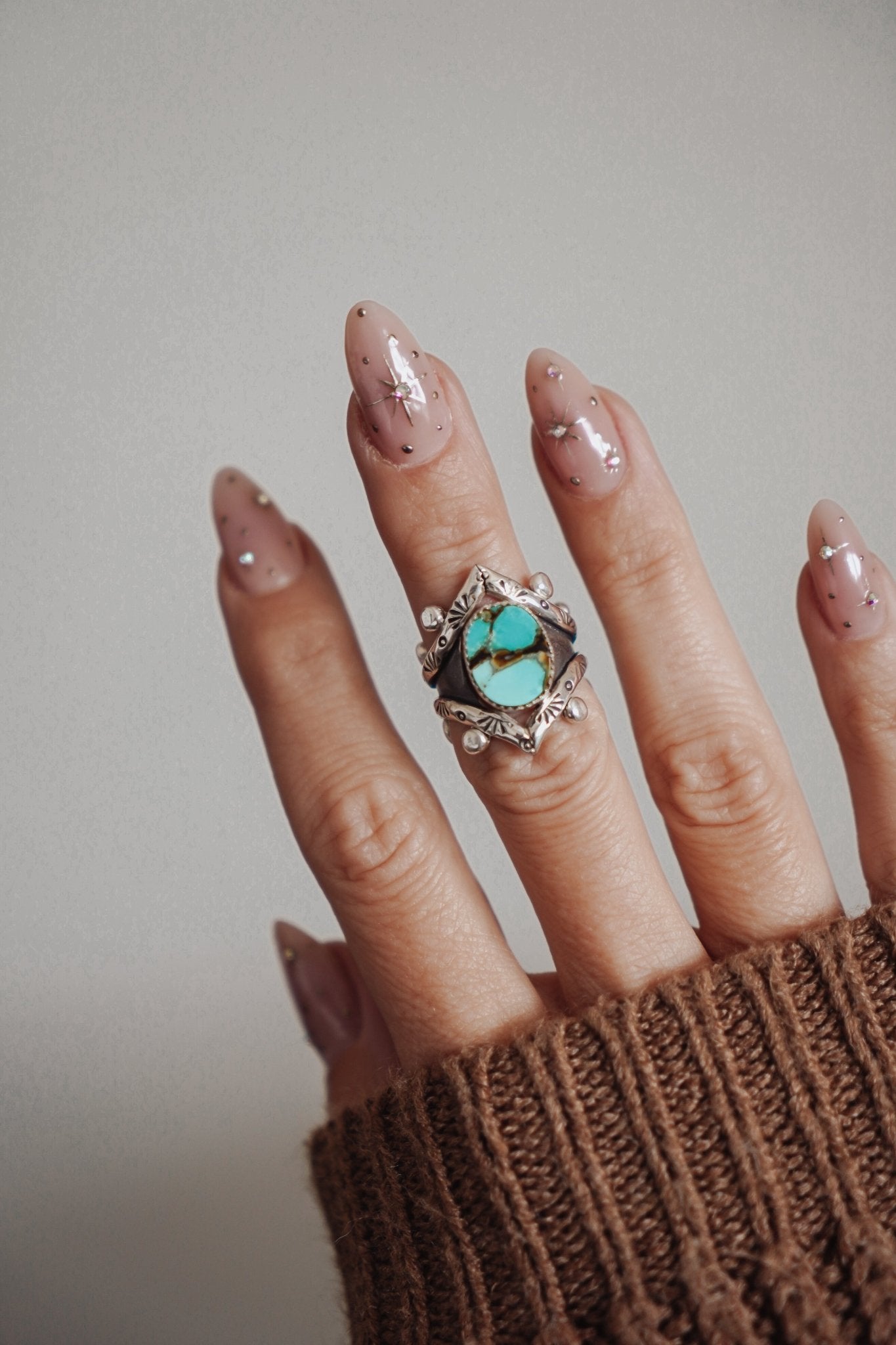 Hubei Turquoise Ring (Size 6 - 6.25) - Golden Road Crafted