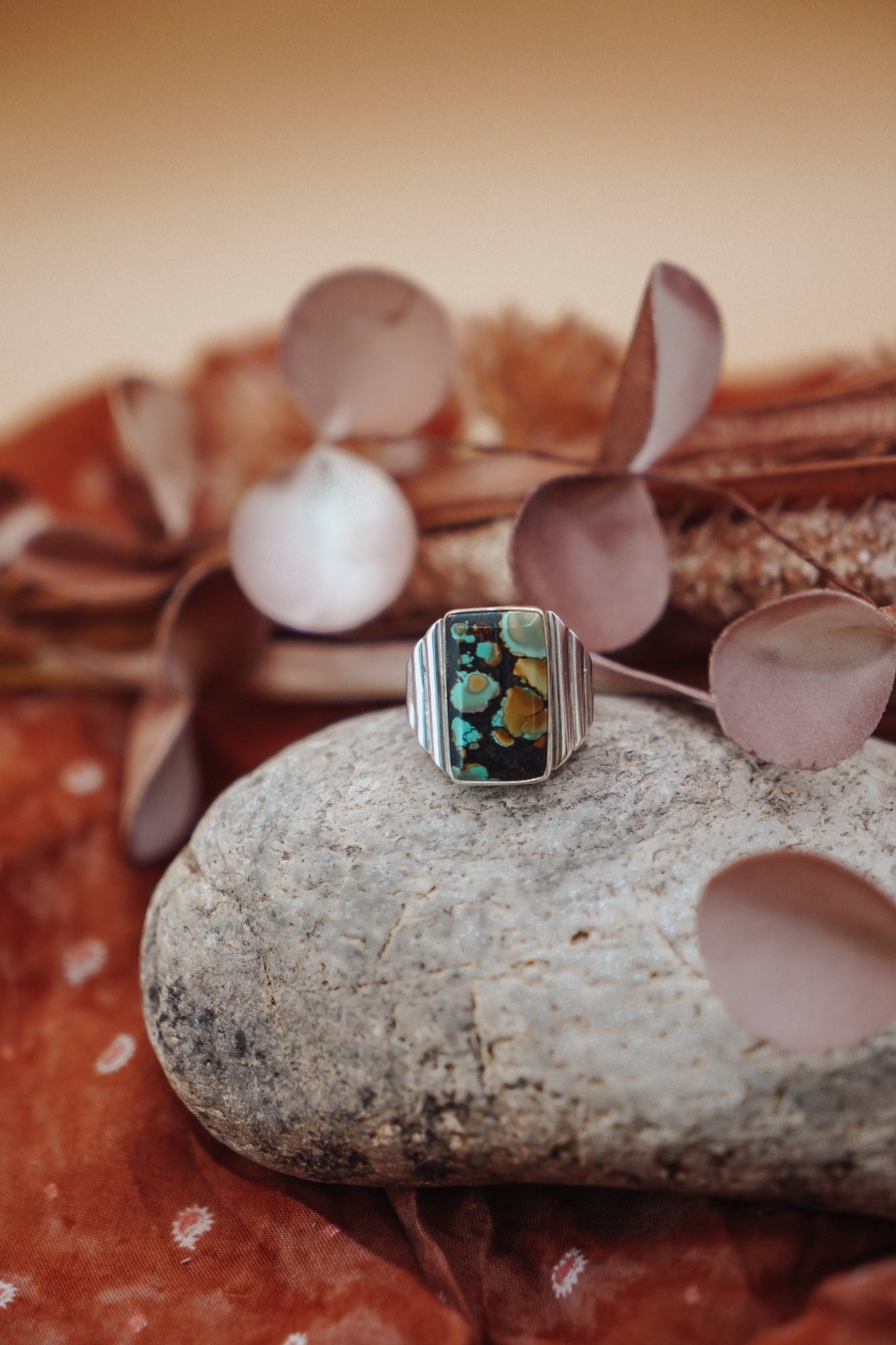 Hubei Turquoise Ring (Size 6 - 6.25) - Golden Road Crafted