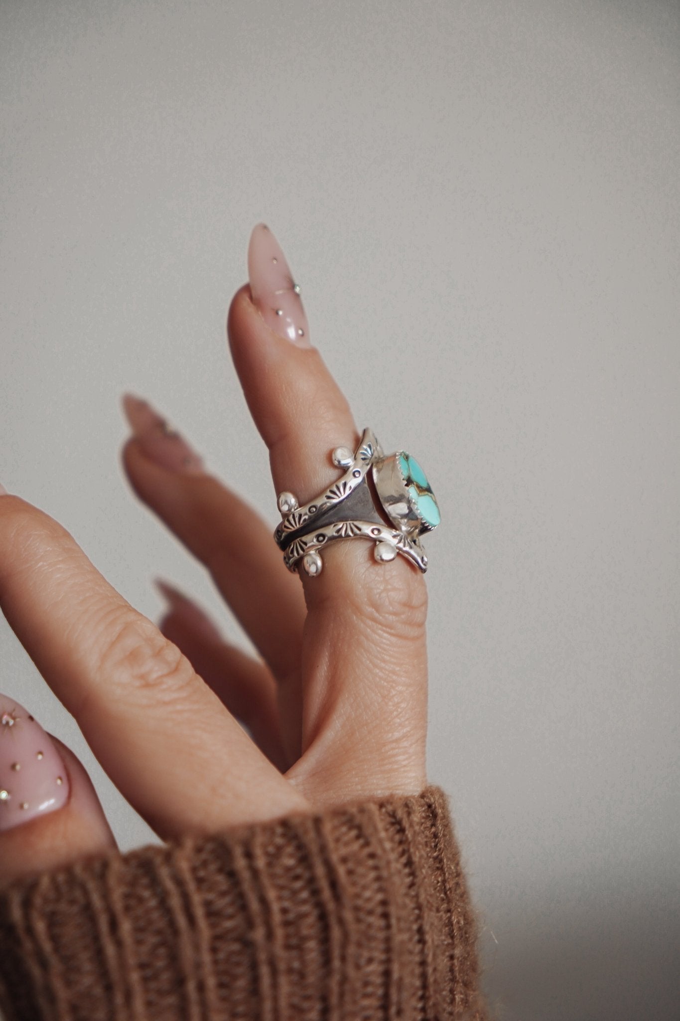 Hubei Turquoise Ring (Size 6 - 6.25) - Golden Road Crafted