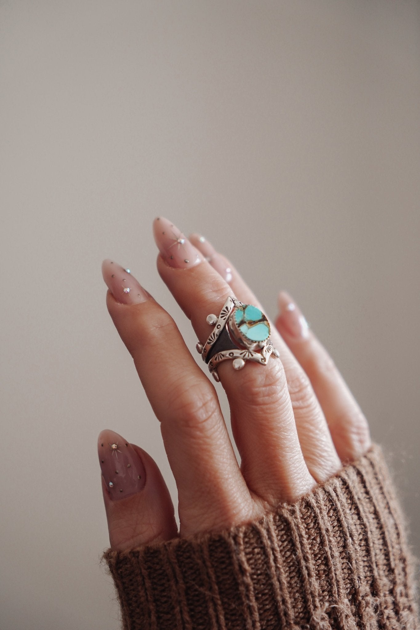 Hubei Turquoise Ring (Size 6 - 6.25) - Golden Road Crafted