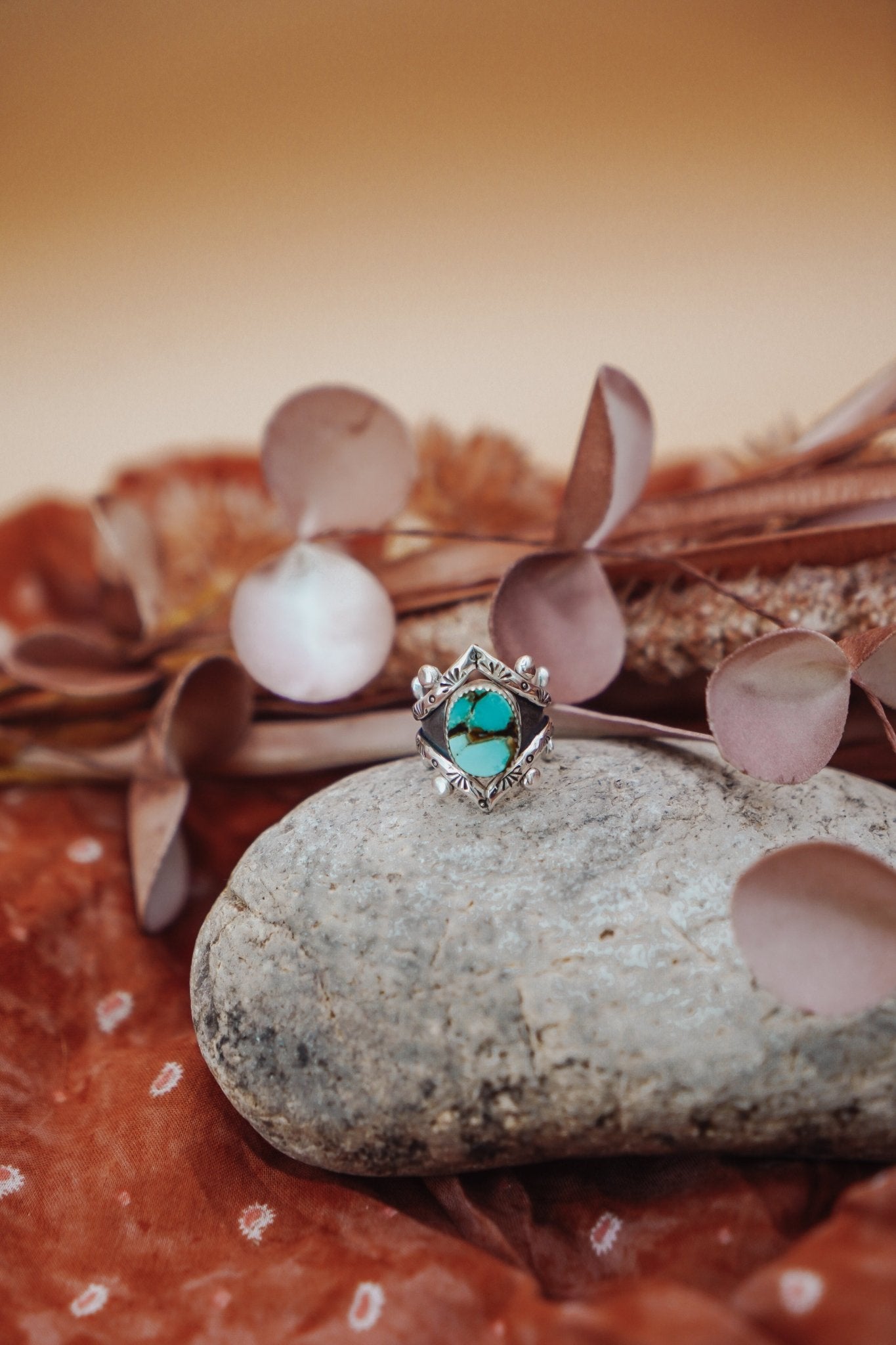 Hubei Turquoise Ring (Size 6 - 6.25) - Golden Road Crafted