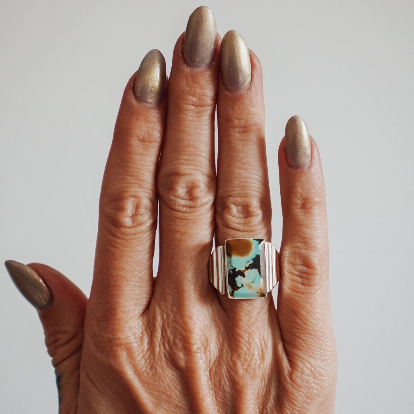 Hubei Turquoise Ring (Size 6) - Golden Road Crafted