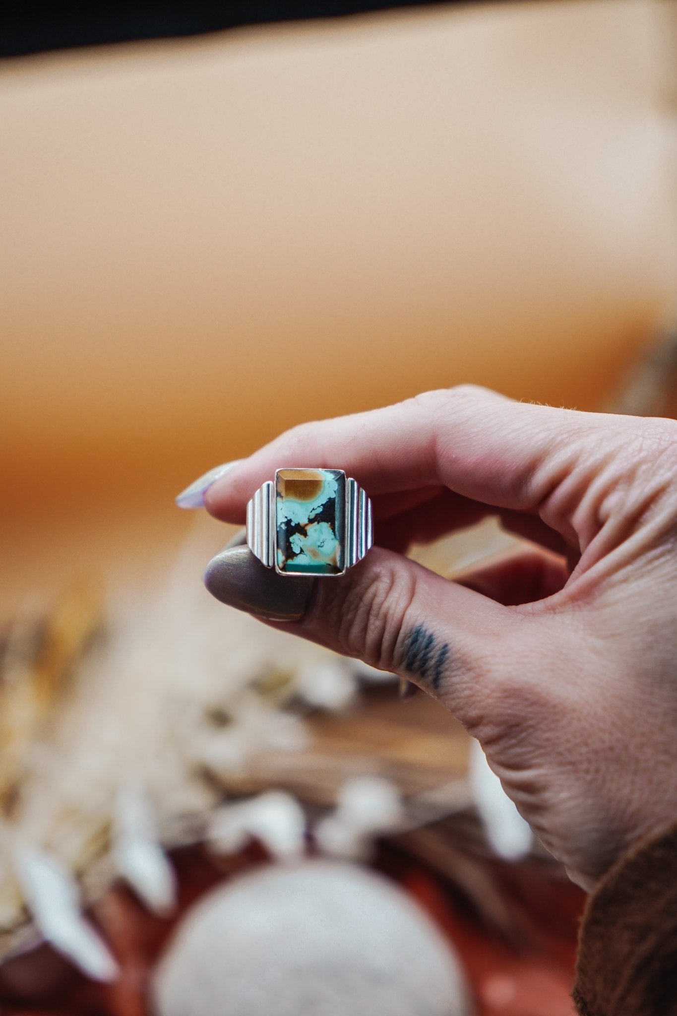 Hubei Turquoise Ring (Size 6) - Golden Road Crafted
