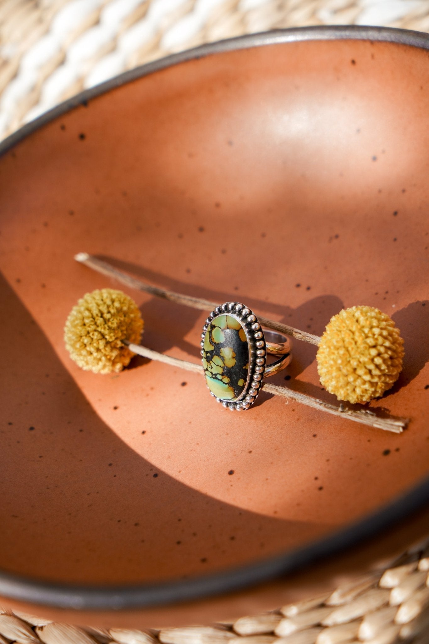 Hubei Turquoise Ring (Size 6.5) - Golden Road Crafted