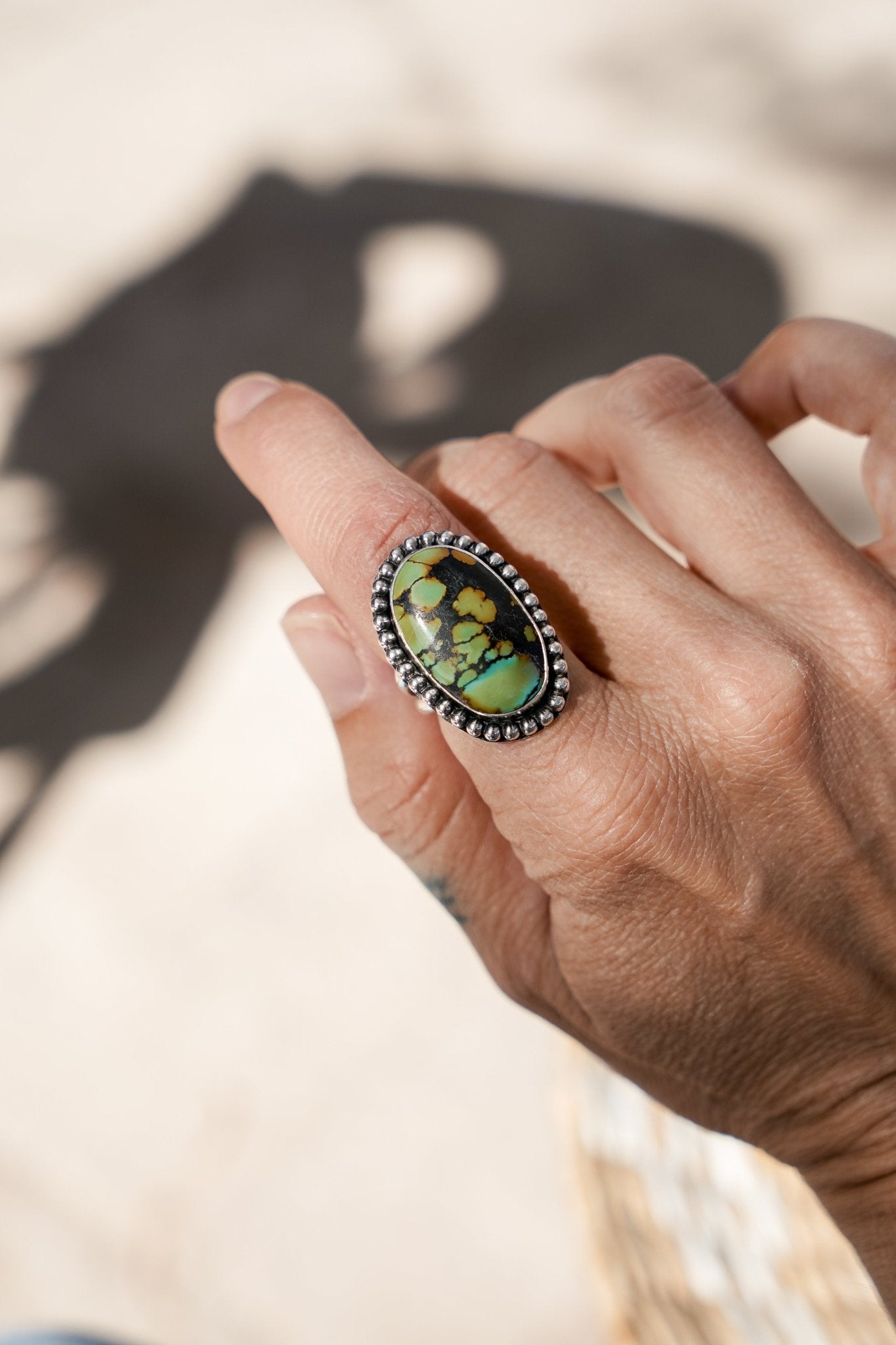 Hubei Turquoise Ring (Size 6.5) - Golden Road Crafted