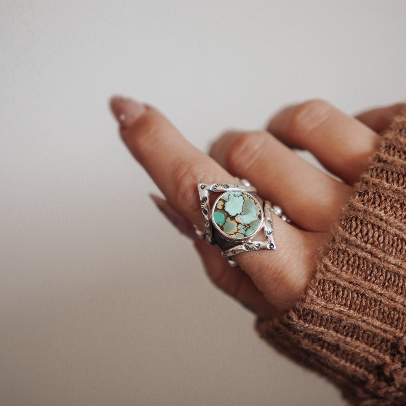 Hubei Turquoise Ring (Size 6.5 - 6.75) - Golden Road Crafted