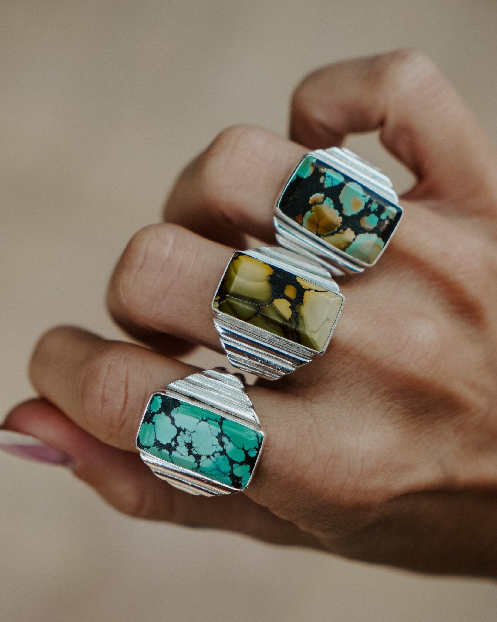 Hubei Turquoise Ring (Size 6.5 - 6.75) - Golden Road Crafted