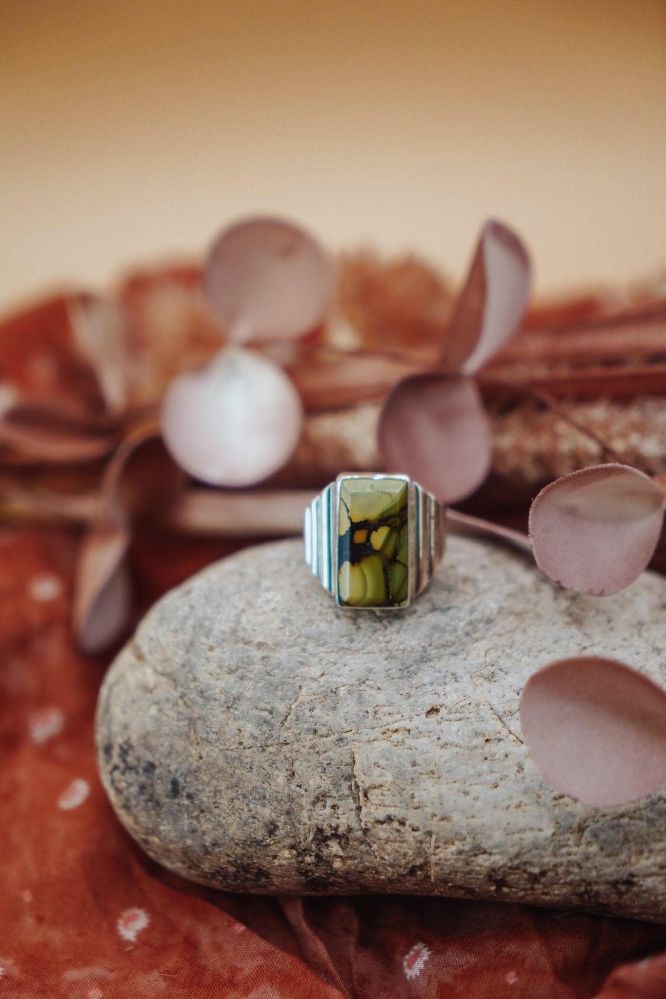 Hubei Turquoise Ring (Size 6.5 - 6.75) - Golden Road Crafted