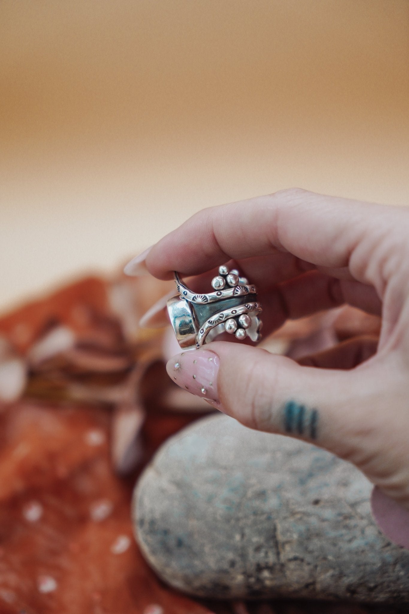 Hubei Turquoise Ring (Size 6.5 - 6.75) - Golden Road Crafted