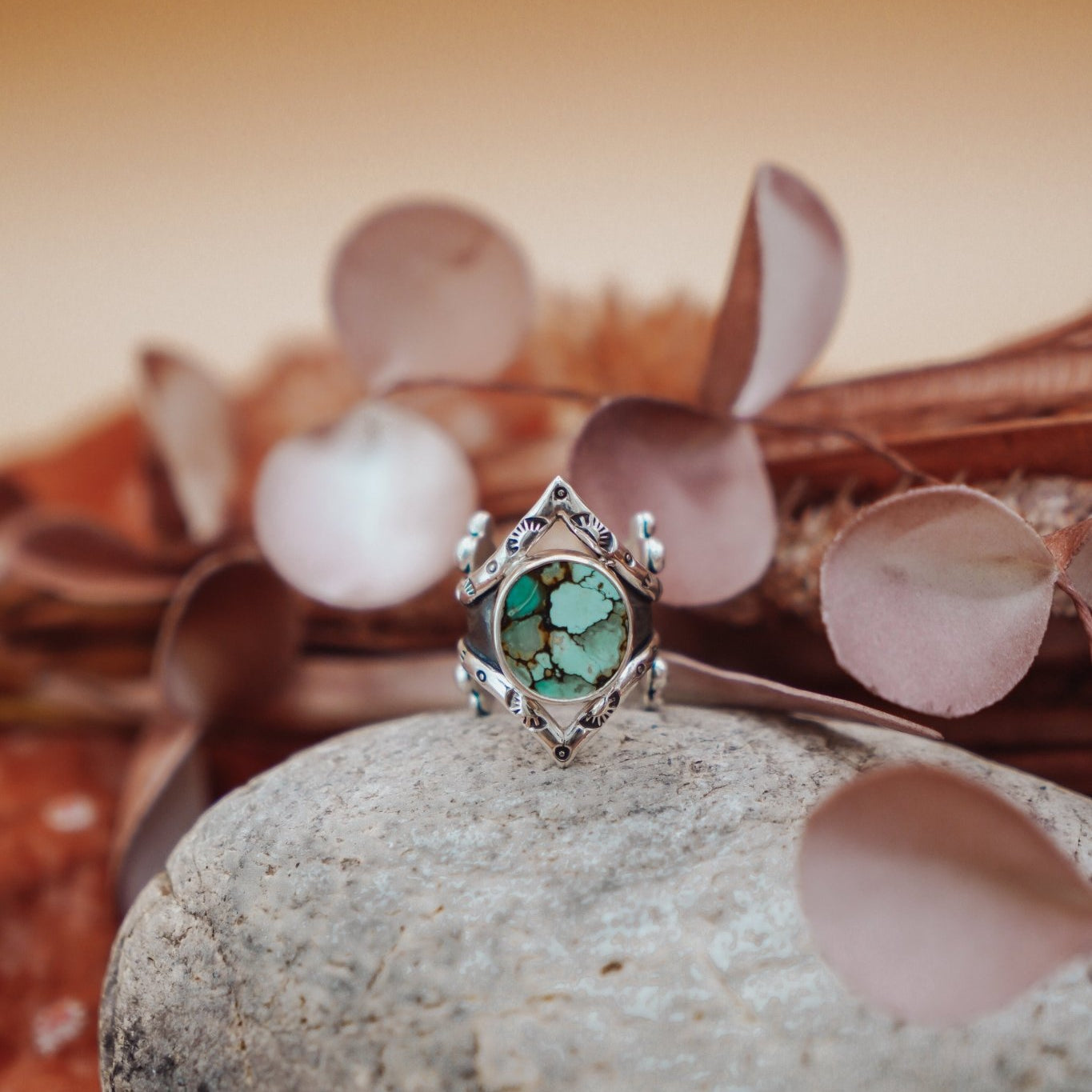 Hubei Turquoise Ring (Size 6.5 - 6.75) - Golden Road Crafted