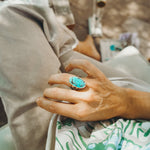 Hubei Turquoise Ring (Size 6.5) - Golden Road Crafted