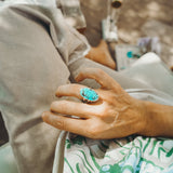 Hubei Turquoise Ring (Size 6.5) - Golden Road Crafted