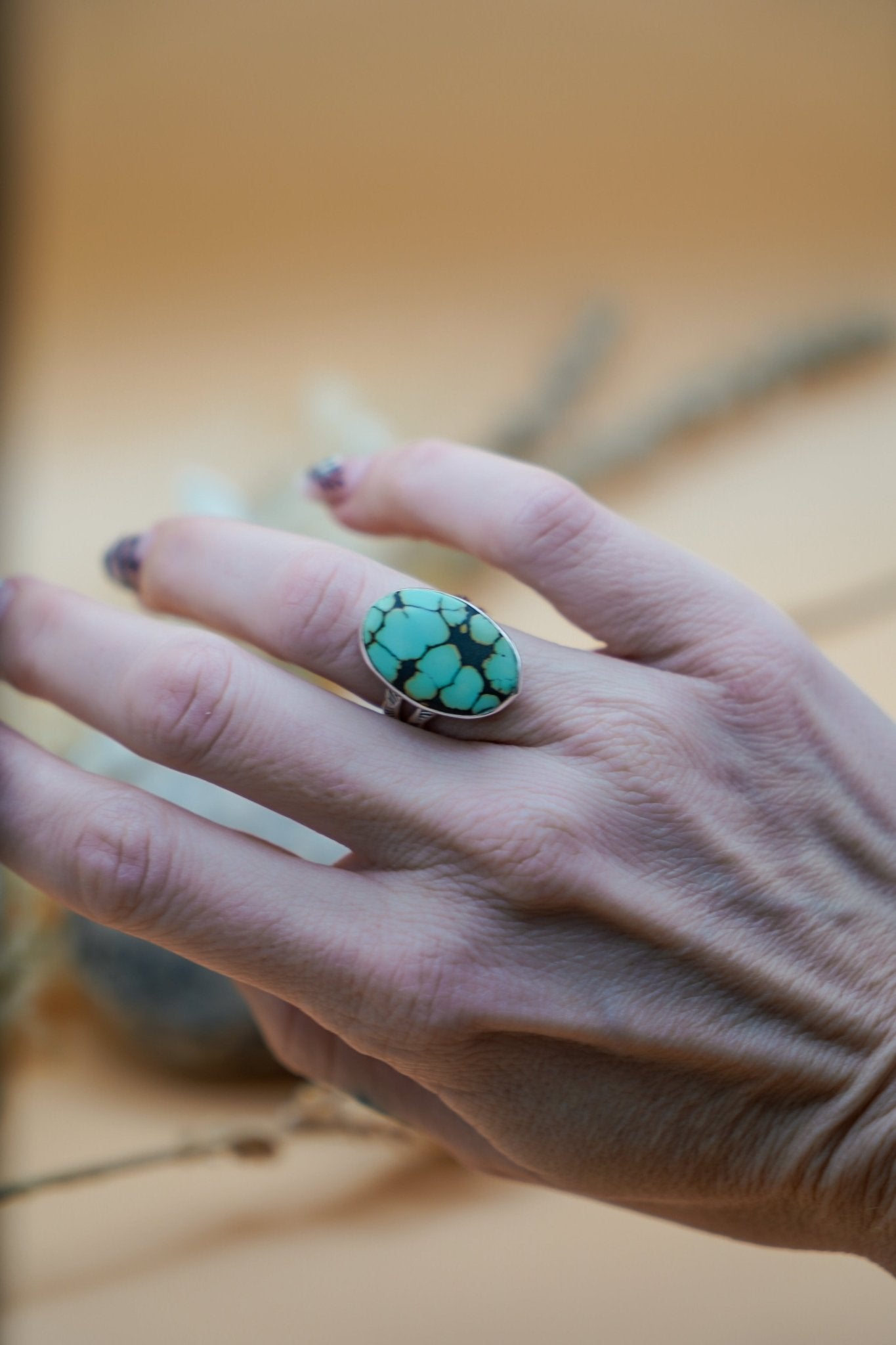 Hubei Turquoise Ring (Size 7) - Golden Road Crafted