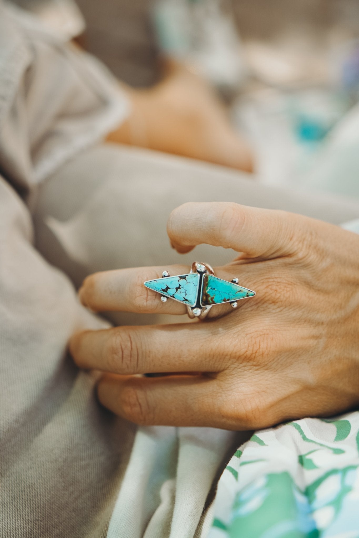 Hubei Turquoise Ring (Size 7) - Golden Road Crafted