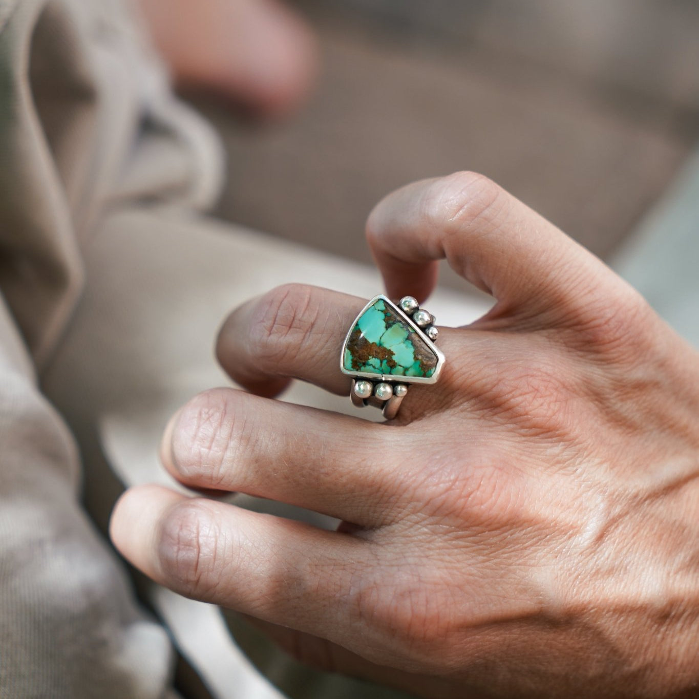 Hubei Turquoise Ring (Size 7) - Golden Road Crafted