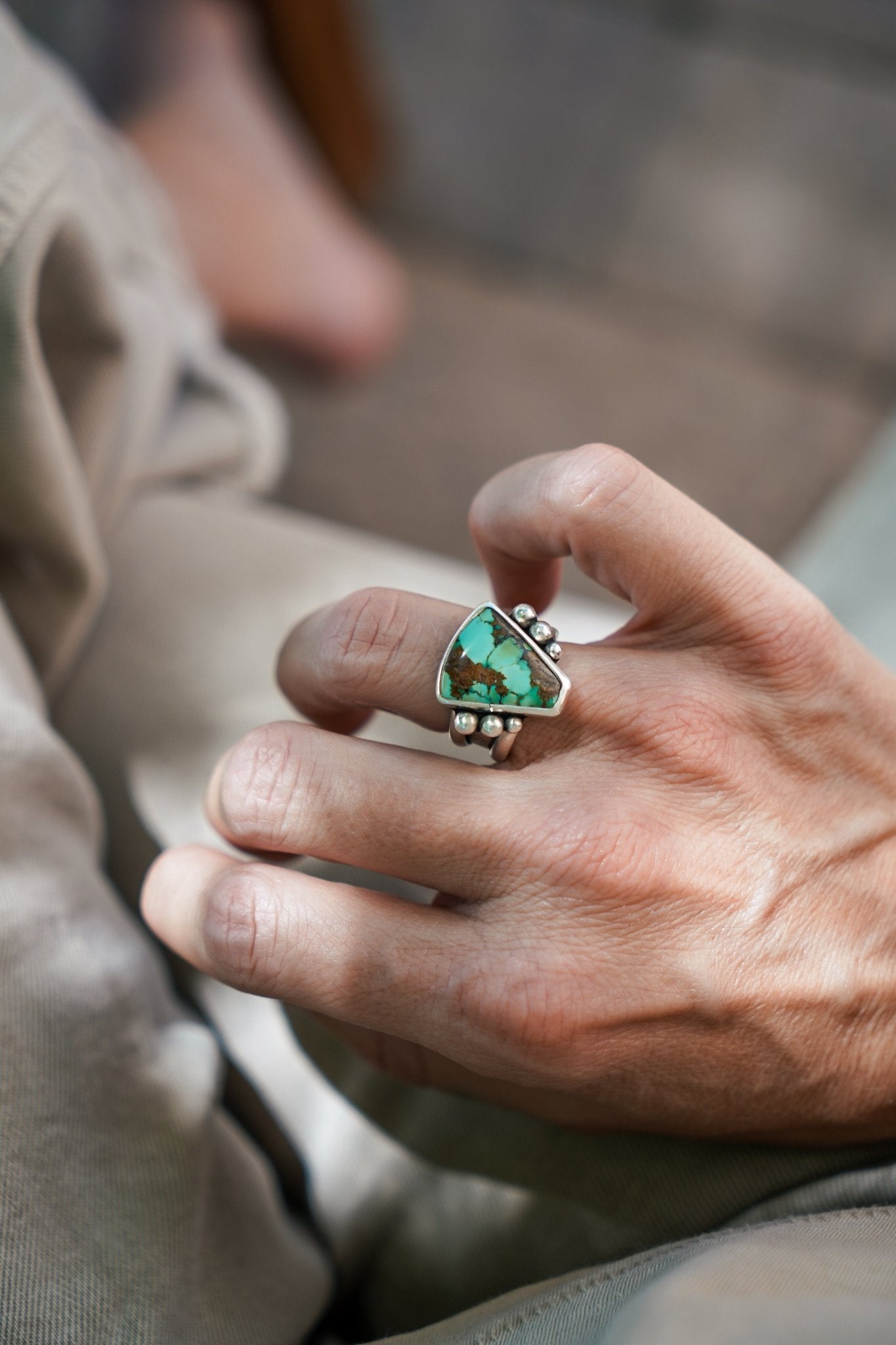 Hubei Turquoise Ring (Size 7) - Golden Road Crafted
