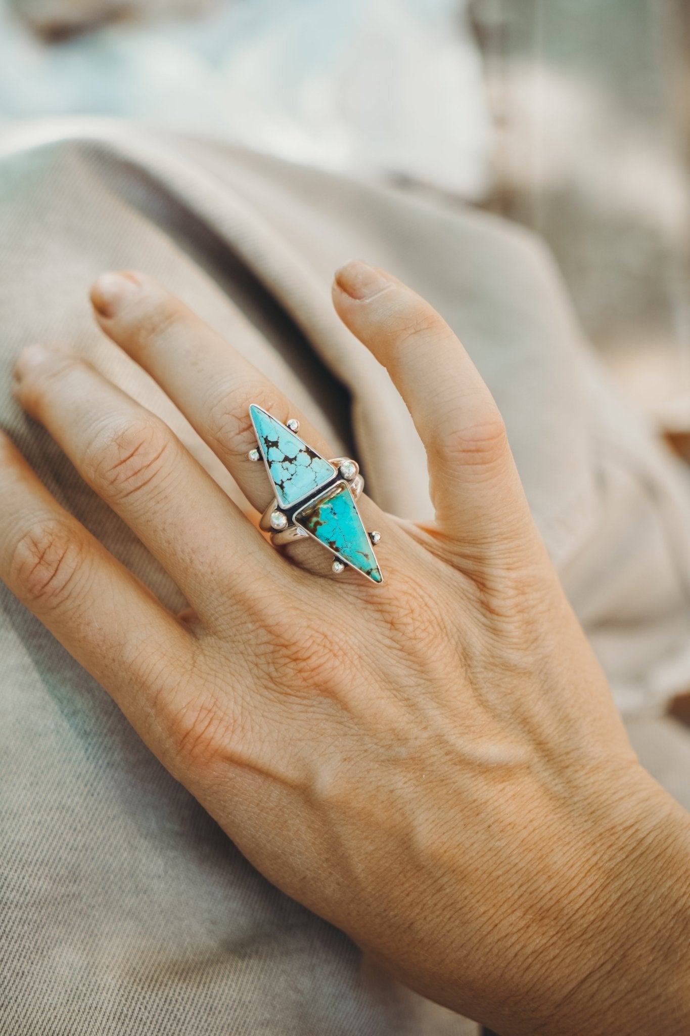 Hubei Turquoise Ring (Size 7) - Golden Road Crafted