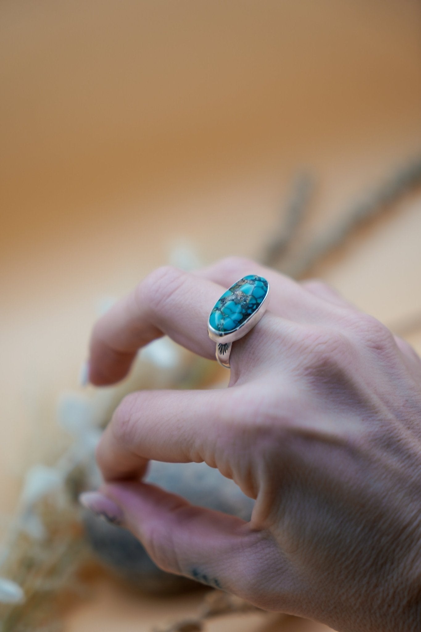Hubei Turquoise Ring (Size 7) - Golden Road Crafted