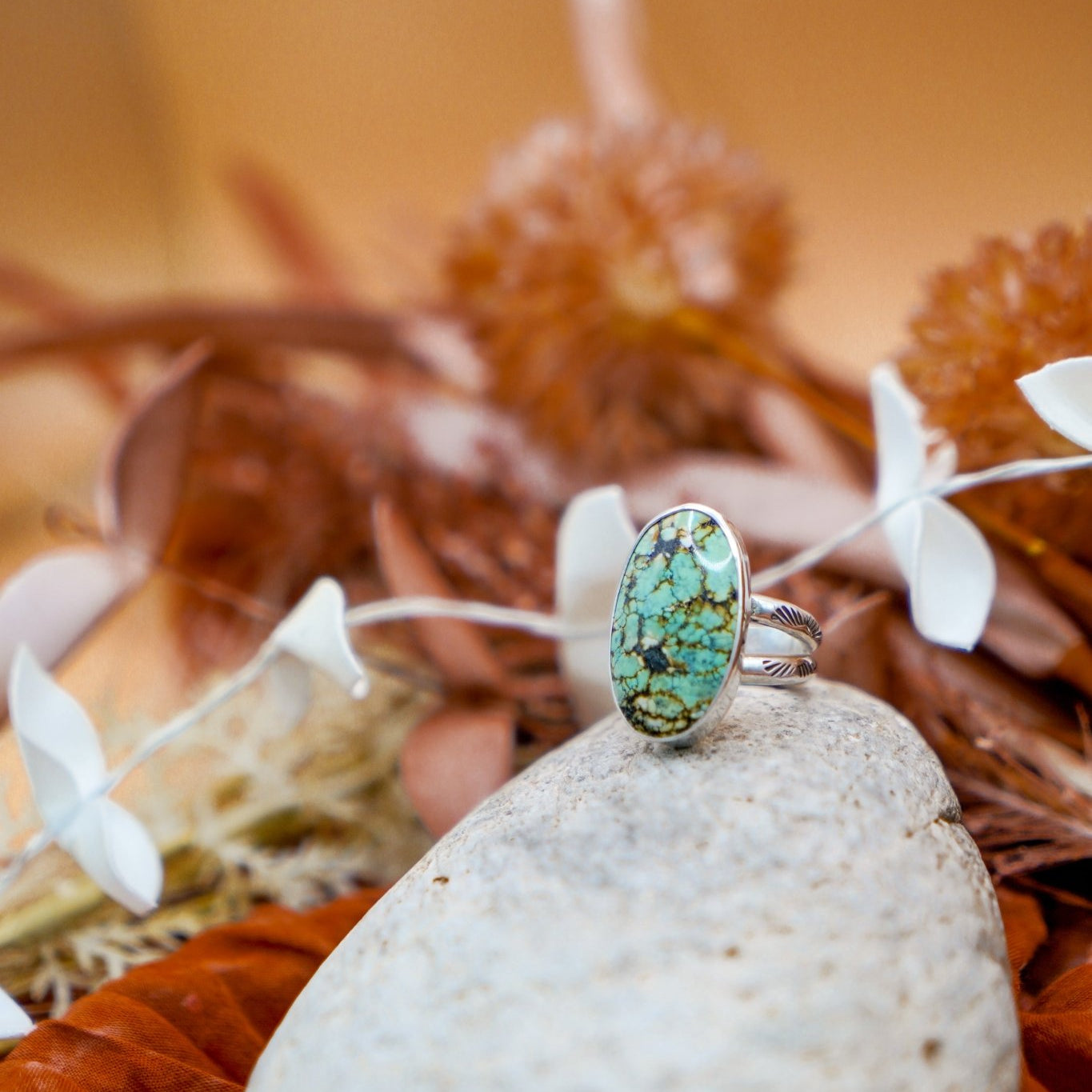 Hubei Turquoise Ring (Size 7) - Golden Road Crafted