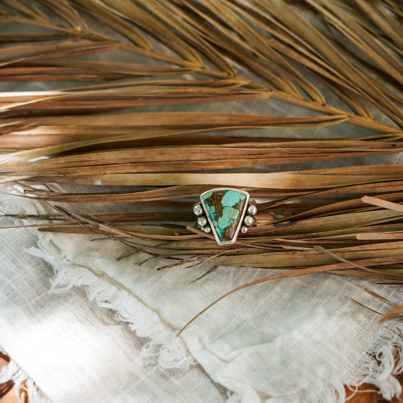 Hubei Turquoise Ring (Size 7) - Golden Road Crafted