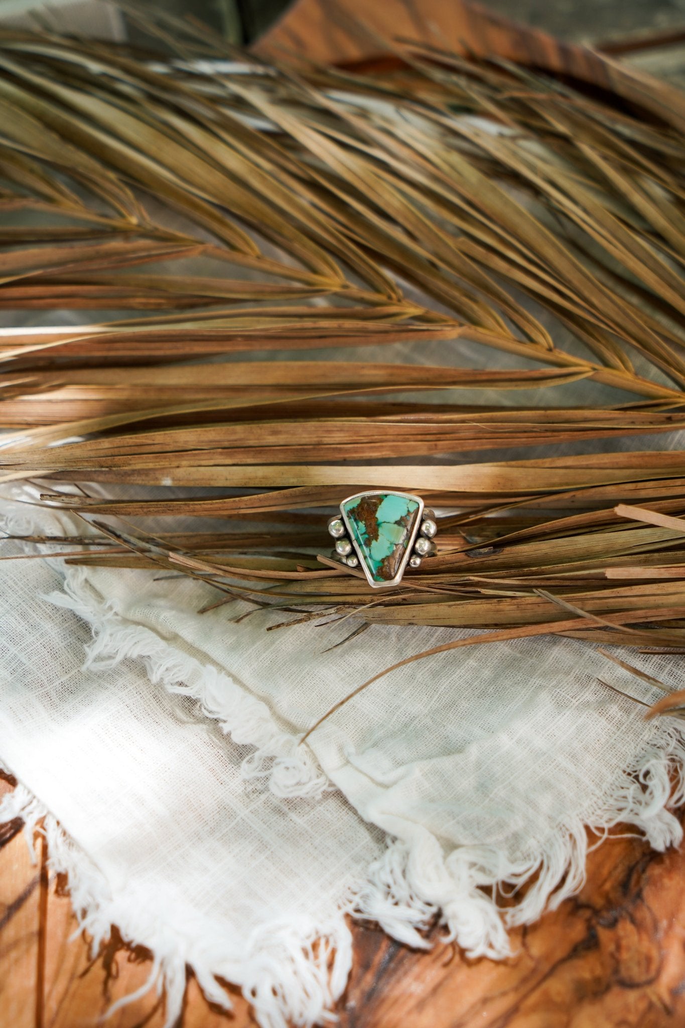 Hubei Turquoise Ring (Size 7) - Golden Road Crafted