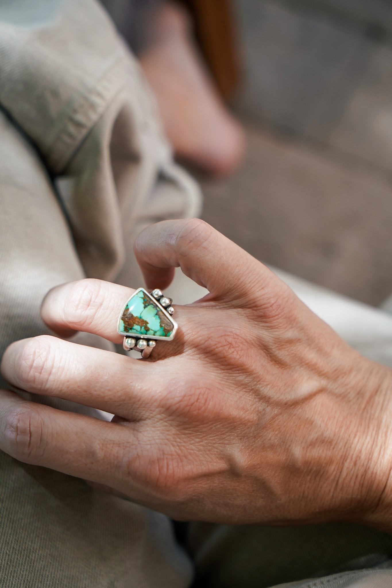 Hubei Turquoise Ring (Size 7) - Golden Road Crafted