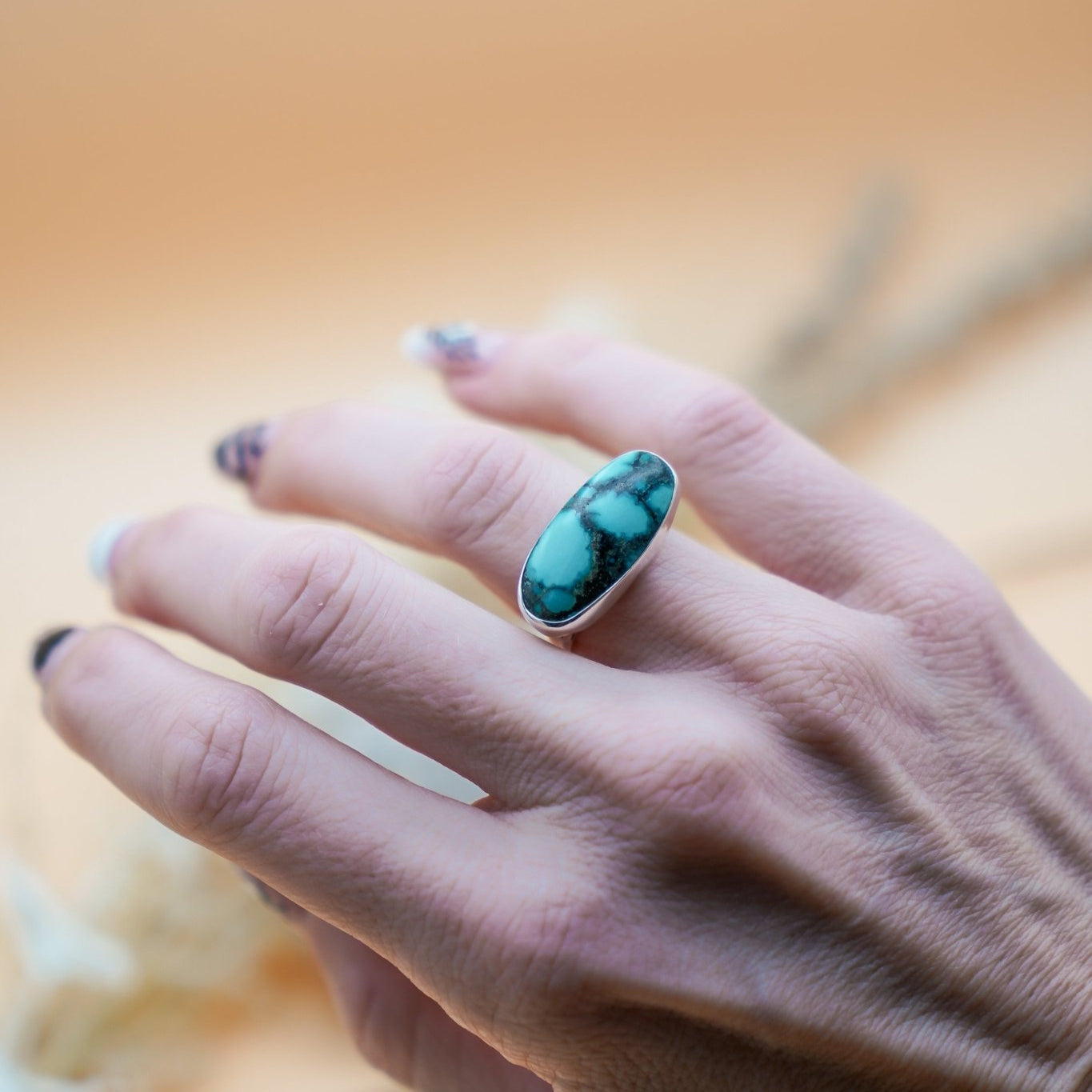 Hubei Turquoise Ring (Size 7) - Golden Road Crafted