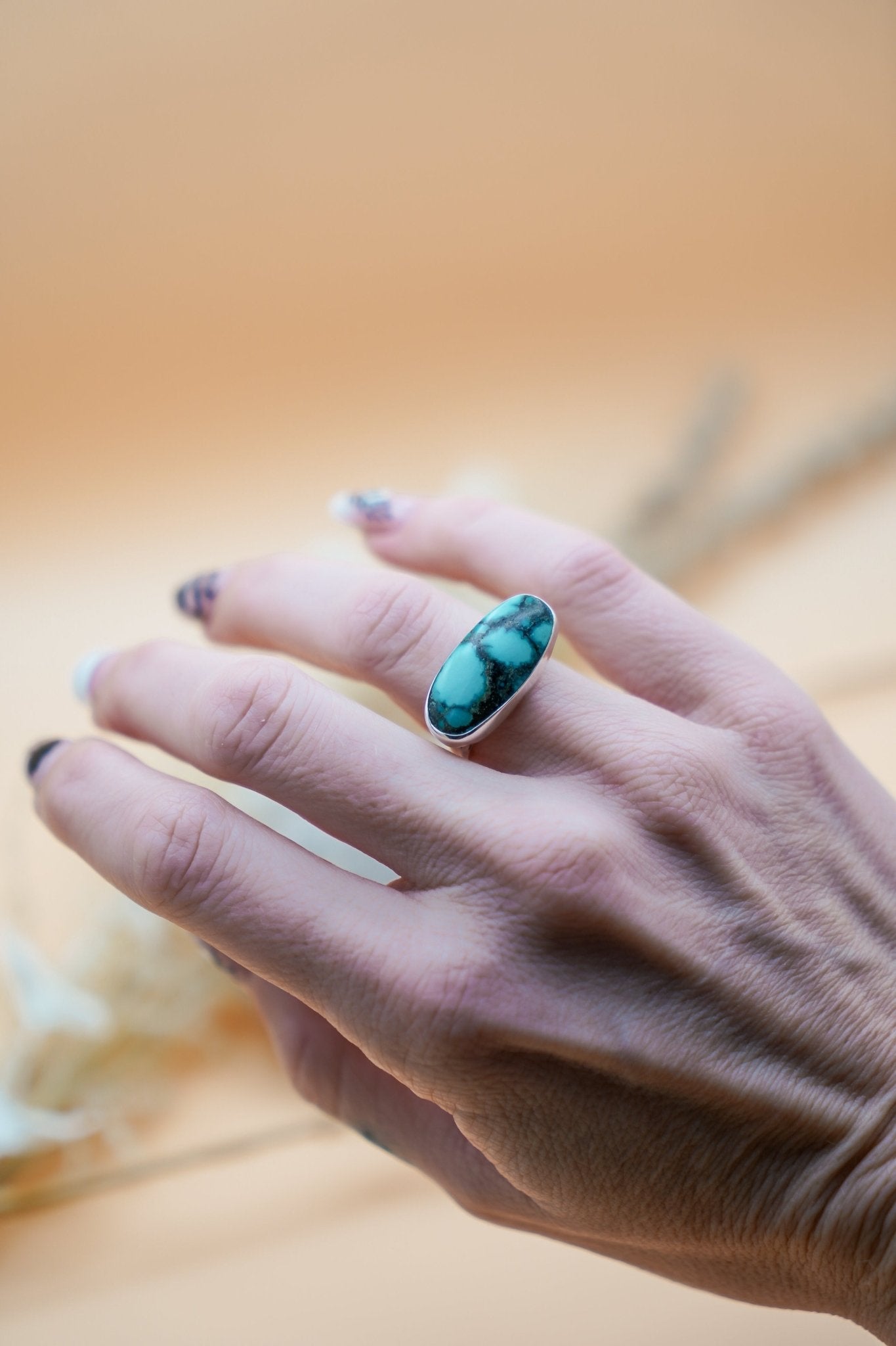 Hubei Turquoise Ring (Size 7) - Golden Road Crafted