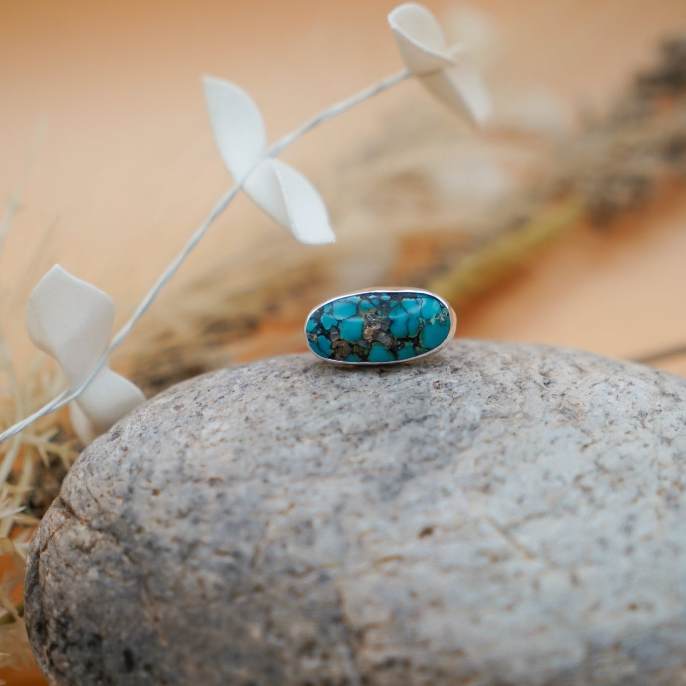 Hubei Turquoise Ring (Size 7) - Golden Road Crafted
