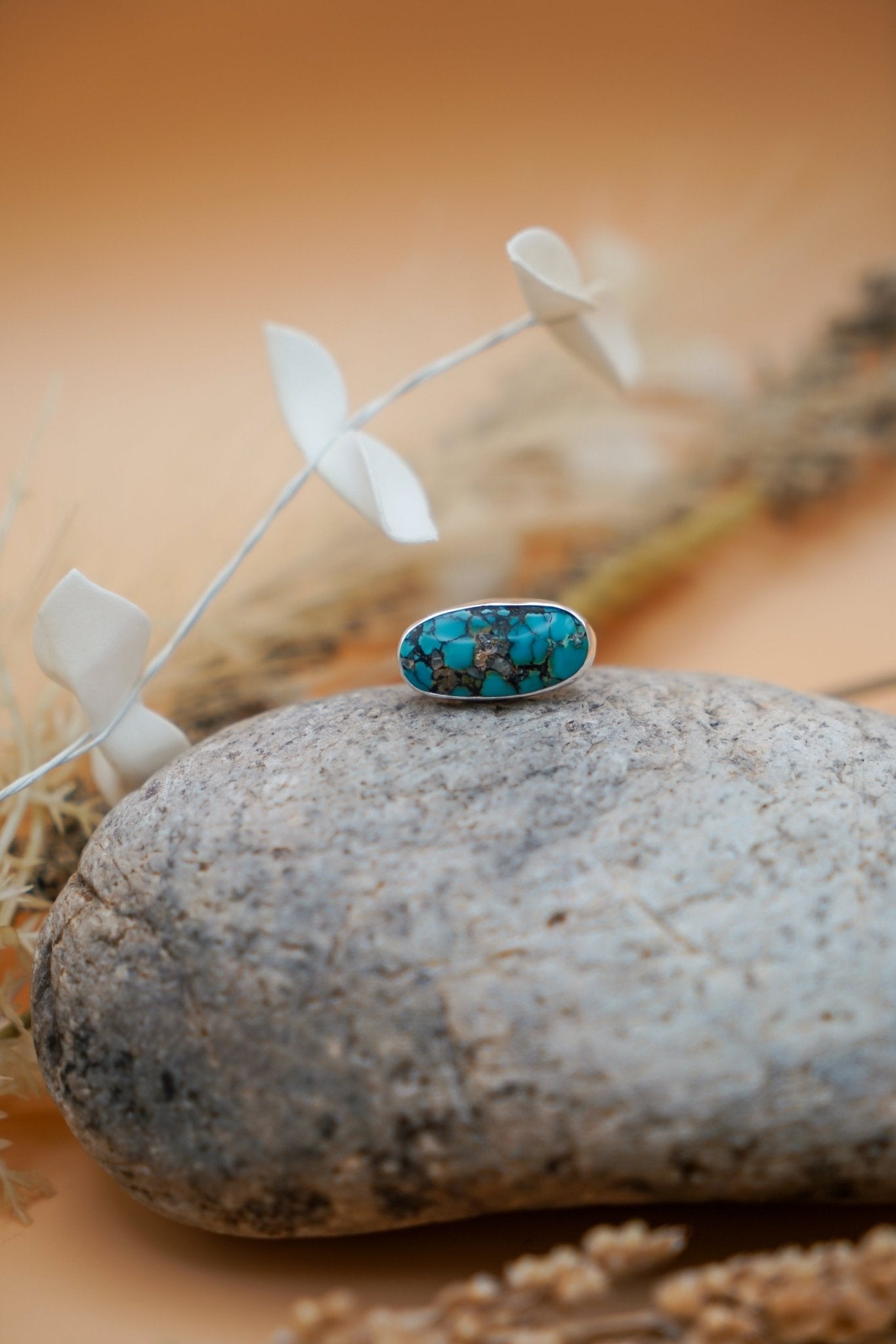 Hubei Turquoise Ring (Size 7) - Golden Road Crafted
