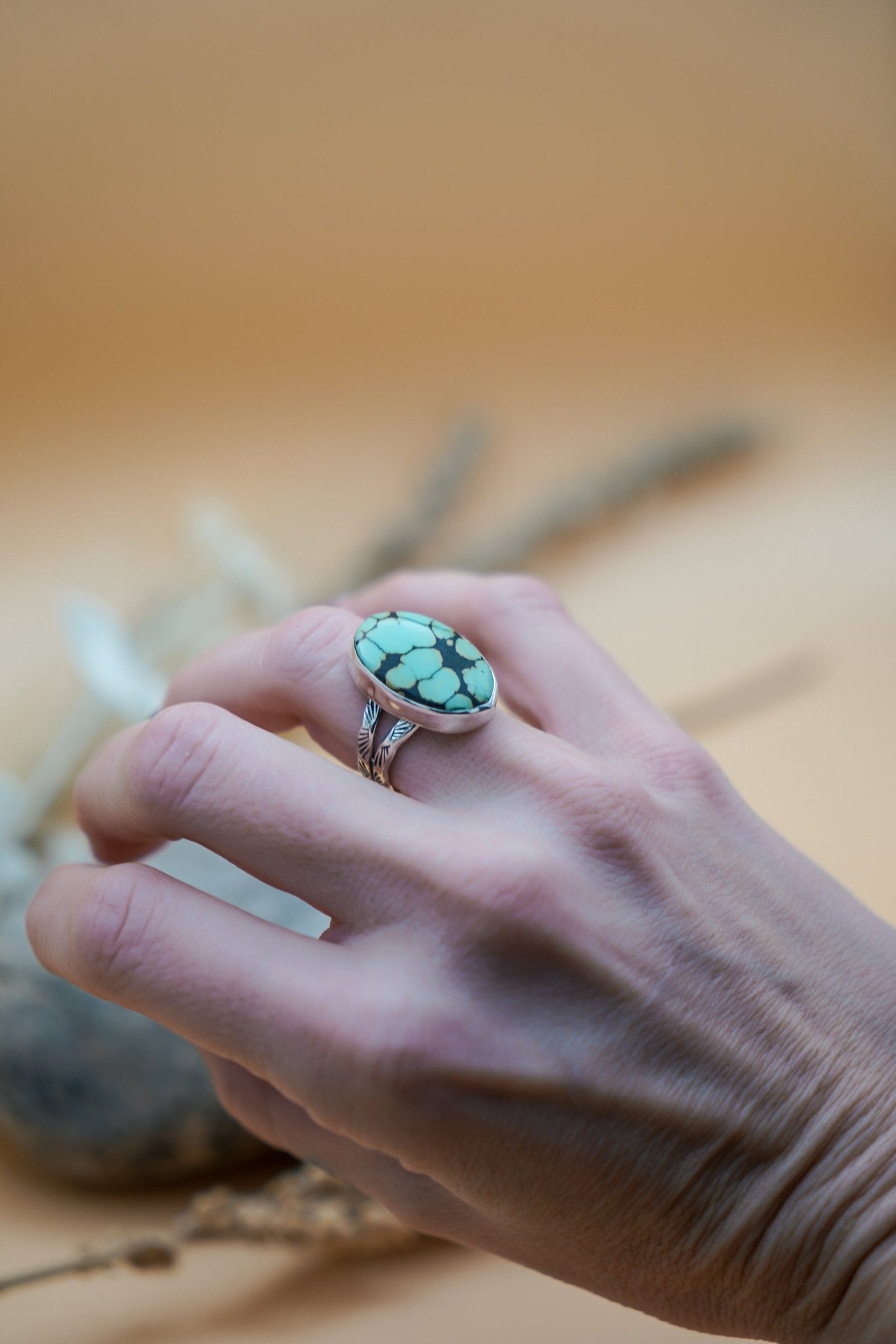 Hubei Turquoise Ring (Size 7) - Golden Road Crafted