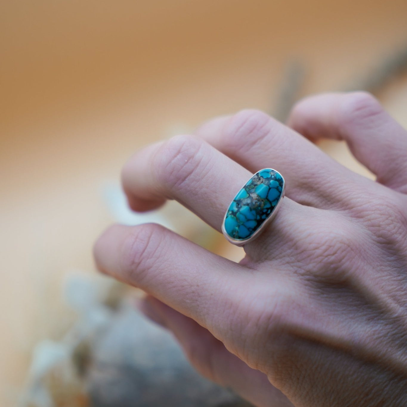 Hubei Turquoise Ring (Size 7) - Golden Road Crafted