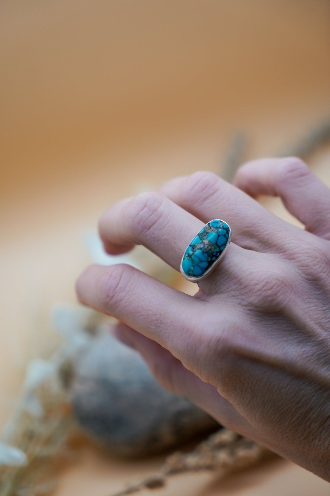 Hubei Turquoise Ring (Size 7) - Golden Road Crafted
